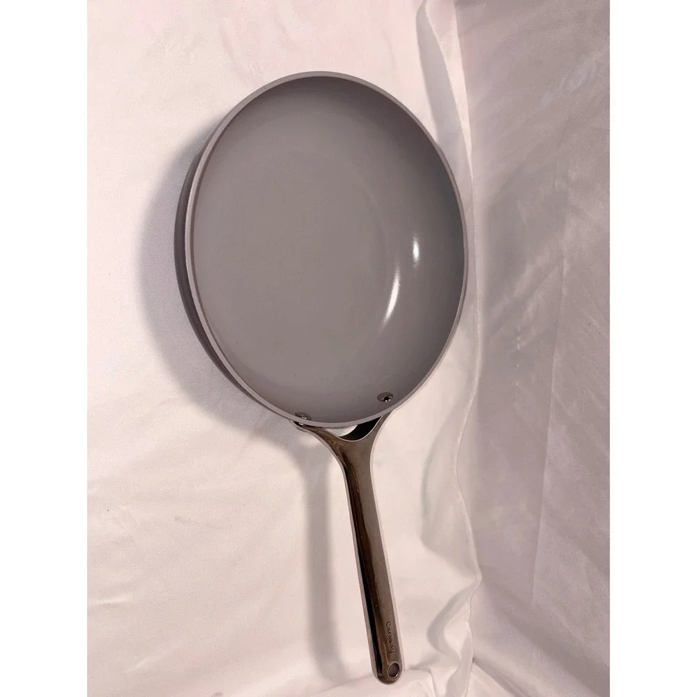 Caraway Non-Stick Ceramic Fry Pan Navy Blue Stainless Steel Handle 10.5 Inch
